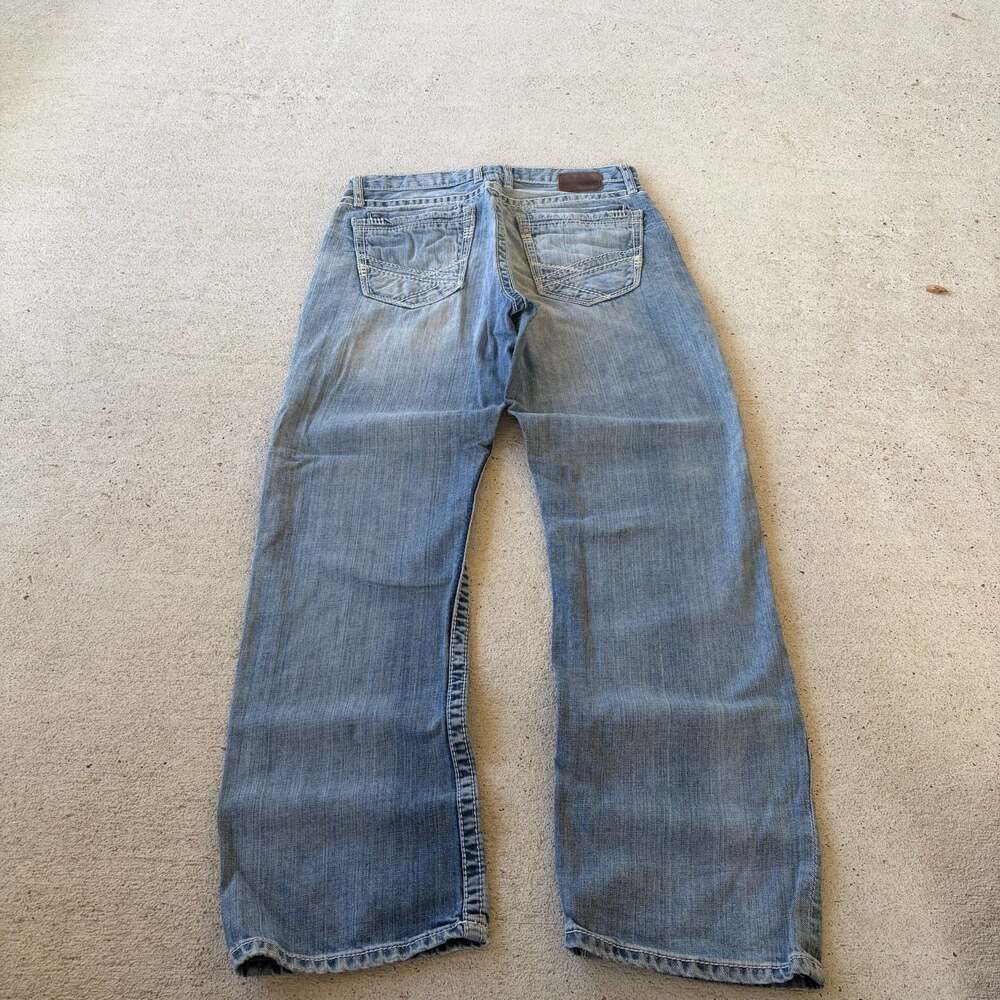 BKE Tyler Straight Denim Jeans Mens 33R Light Wash Straight Leg